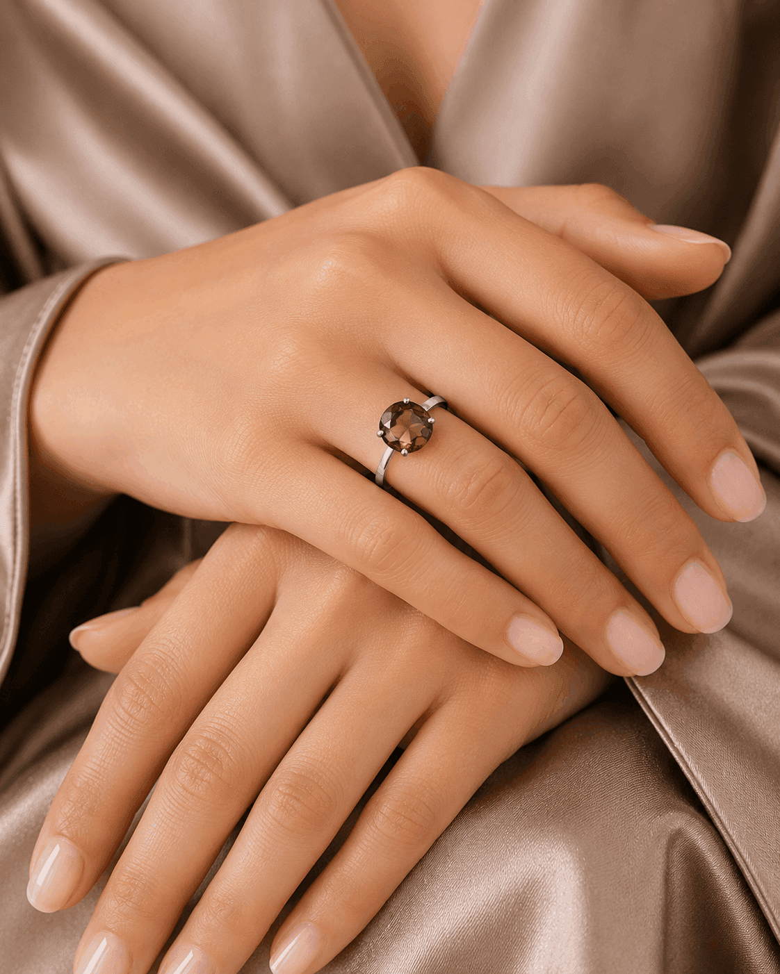 Smoky Quartz Timeless Solitaire Ring alternate view