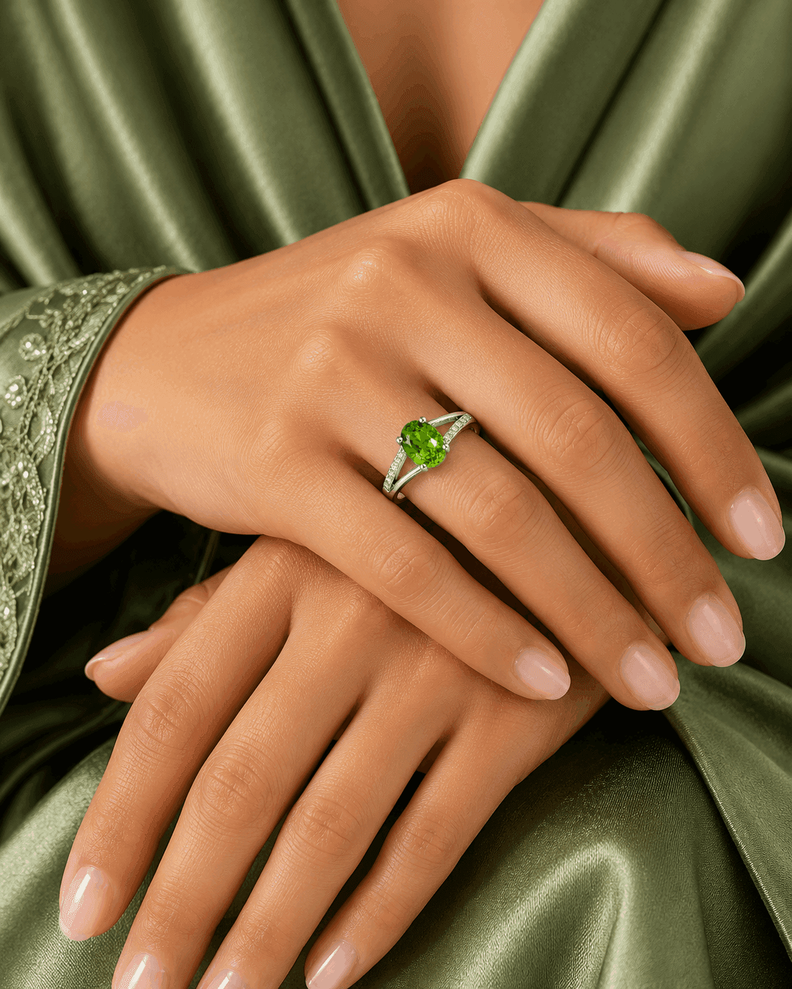 Lush Peridot Split Bypass Ring alternate view
