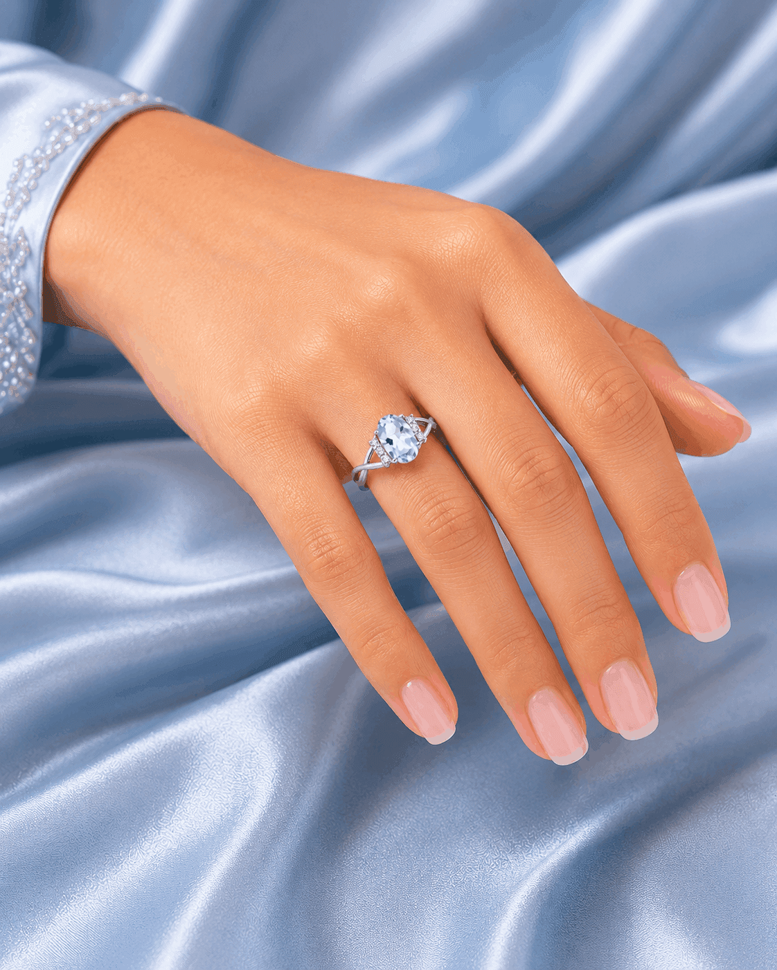 Serene Aquamarine Split-Shank Twist Ring alternate view